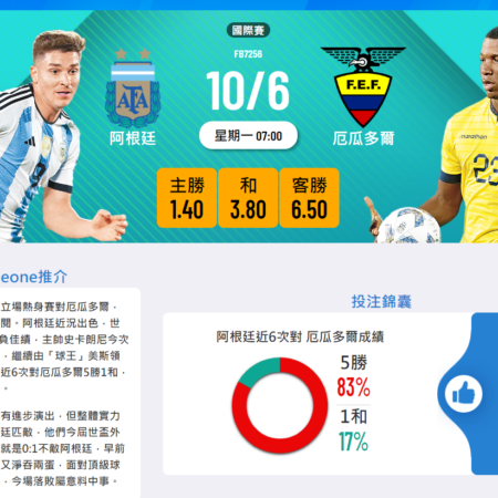 阿根廷 vs 厄瓜多爾：國際熱身賽全面預測及分析